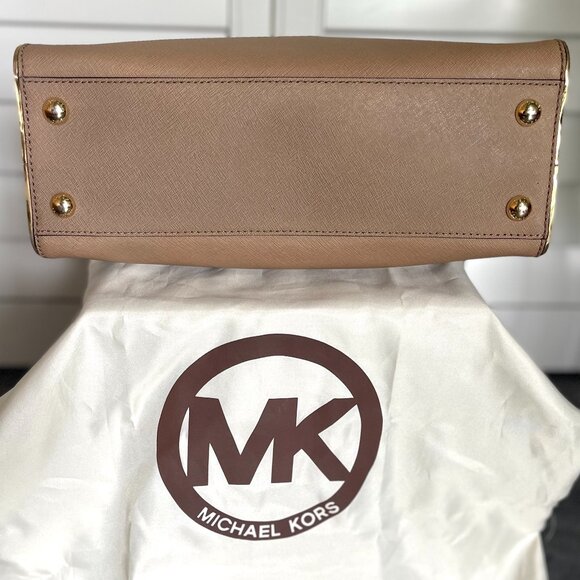 *GREAT CONDITION* Michael Kors Hamilton Saffiano Leather Medium Satchel in Khaki - Picture 11 of 14